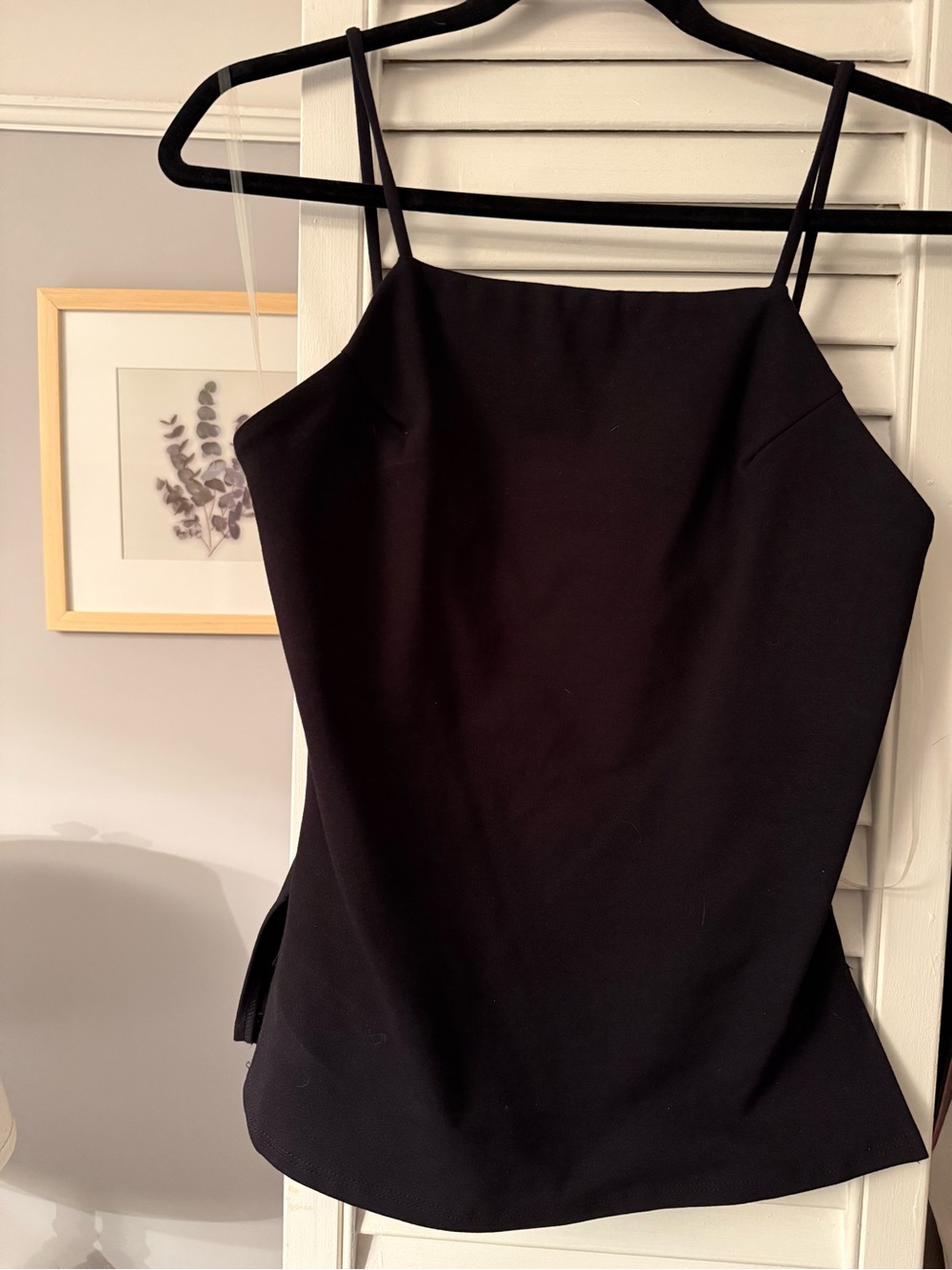 Black Spaghetti Strap Square Neck Women's Top